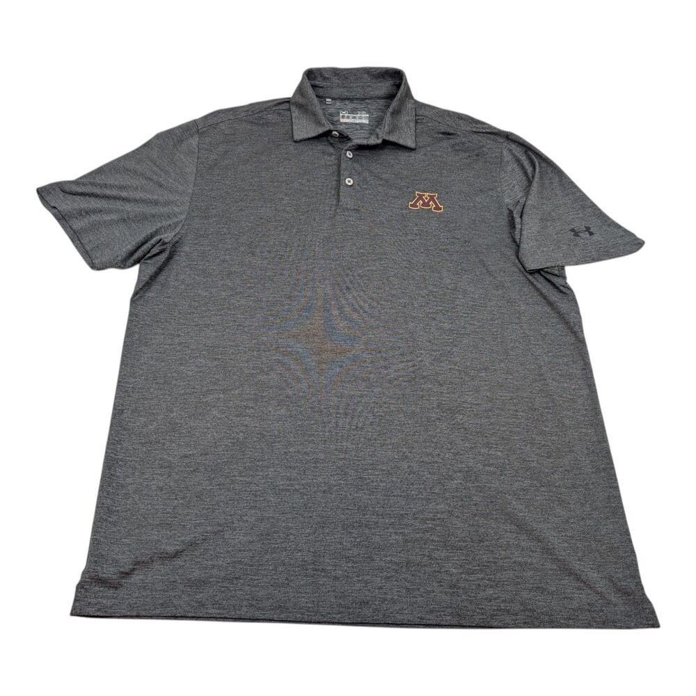 Mens XL Minnesota Golden Gophers Polo shirt Under Armour Loose Heathered Gray HU